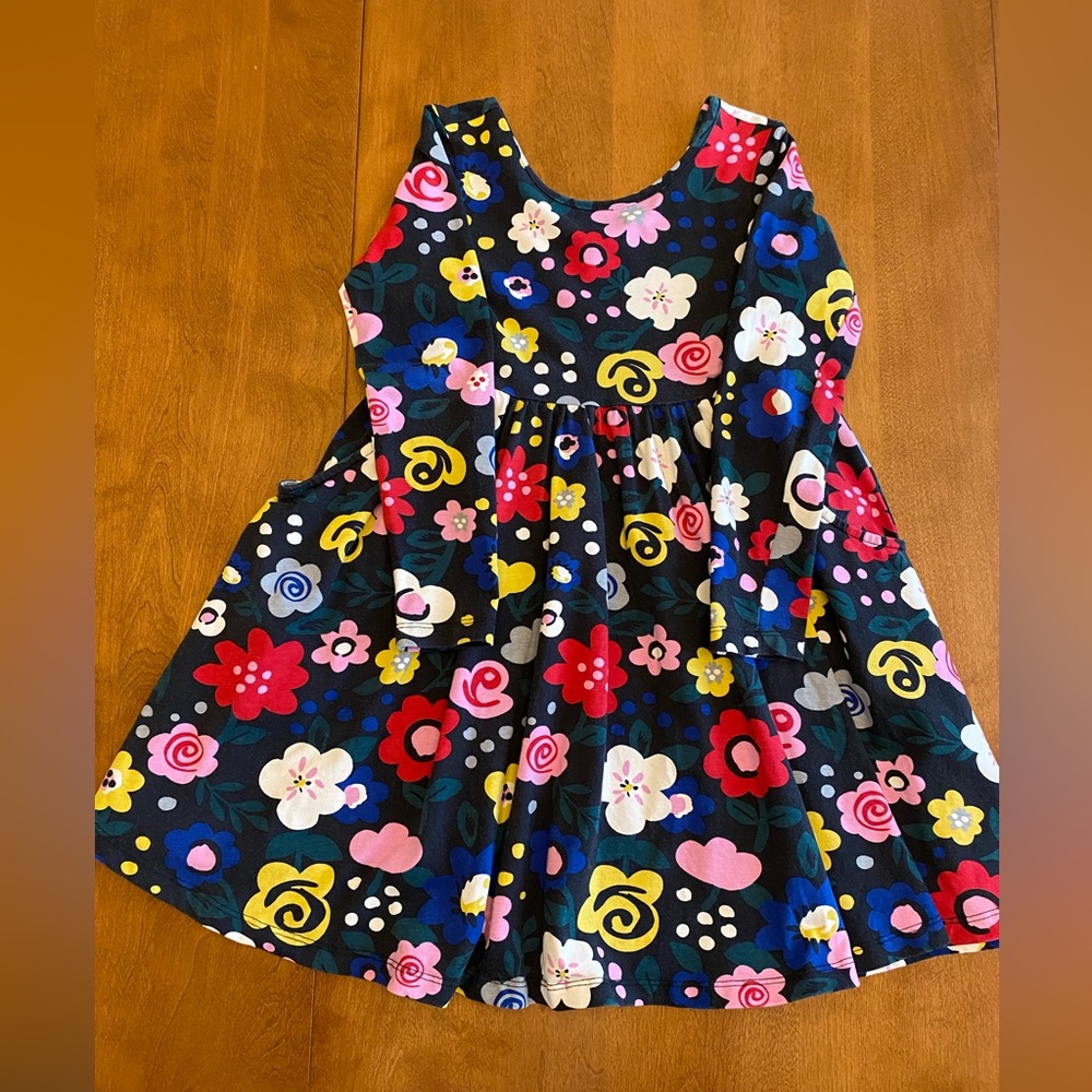 EUC Hanna Andersson long sleeve skater dress with side pockets size 6/7.